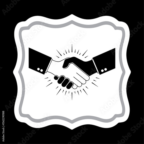 Handshake icon showing business agreement and partnership in vector illustration style