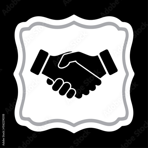 Handshake icon showing business agreement and partnership in vector illustration style