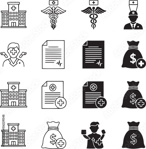 Healthcare and Medical Finance Icon Set