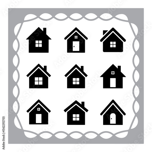 This title includes key elements (house, real estate, icons, black, web, design) and avoids the colon sign as requested