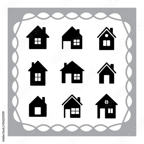 This title includes key elements (house, real estate, icons, black, web, design) and avoids the colon sign as requested