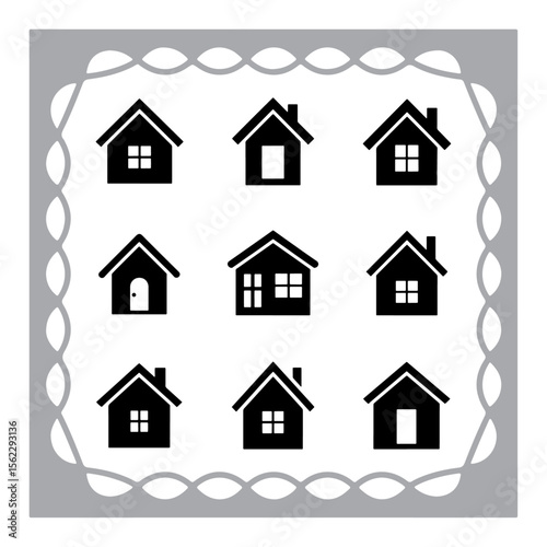 This title includes key elements (house, real estate, icons, black, web, design) and avoids the colon sign as requested