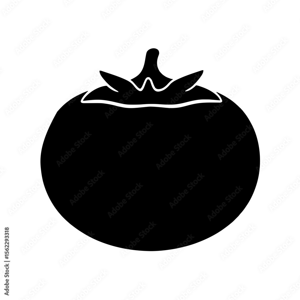 Fototapeta premium Minimalist black silhouette of a persimmon on a white background