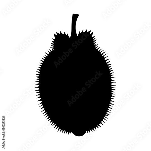 Minimalist black silhouette of jackfruit on white background