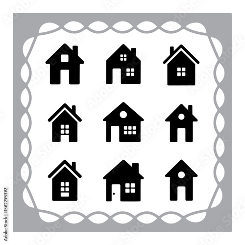 This title includes key elements (house, real estate, icons, black, web, design) and avoids the colon sign as requested