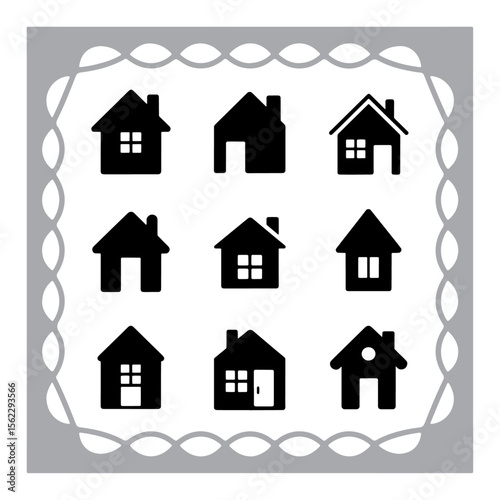 This title includes key elements (house, real estate, icons, black, web, design) and avoids the colon sign as requested