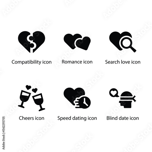 Compatibility, Romance, Search love, Cheers, Speed dating, Blind date icon