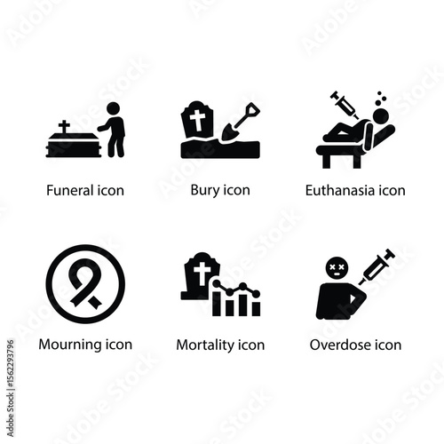 Funeral, Bury, Euthanasia, Mourning, Mortality, Overdose icon