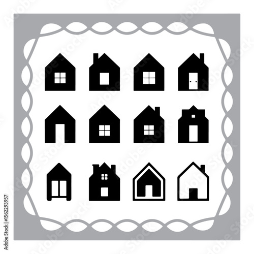 This title includes key elements (house, real estate, icons, black, web, design) and avoids the colon sign as requested