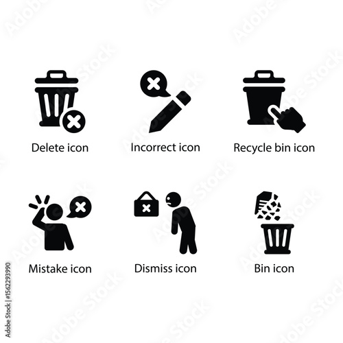 Delete, Incorrect, Recycle bin, Mistake, Dismiss, Bin icon