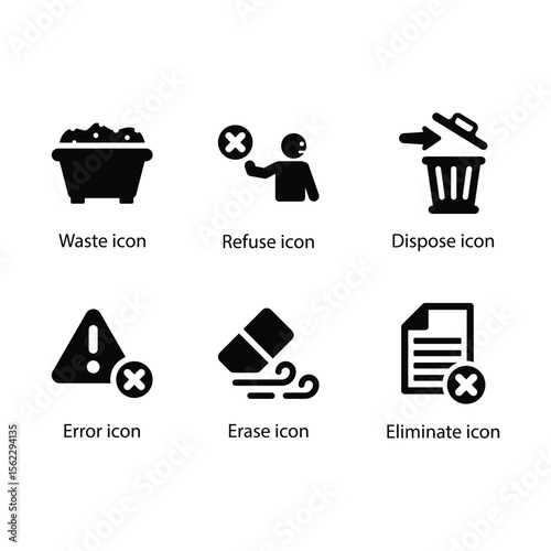 Waste, Refuse, Dispose, Error, Erase, Eliminate icon