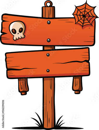 Halloween Wooden Sign Stock Illustrations and Halloween sign board vector isolated on white background. 