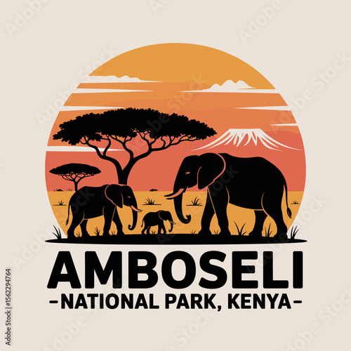 Elephants at Mount Kilimanjaro, Amboseli Kenya Print