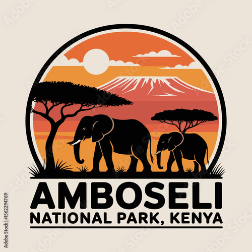 Elephants at Mount Kilimanjaro, Amboseli Kenya Print