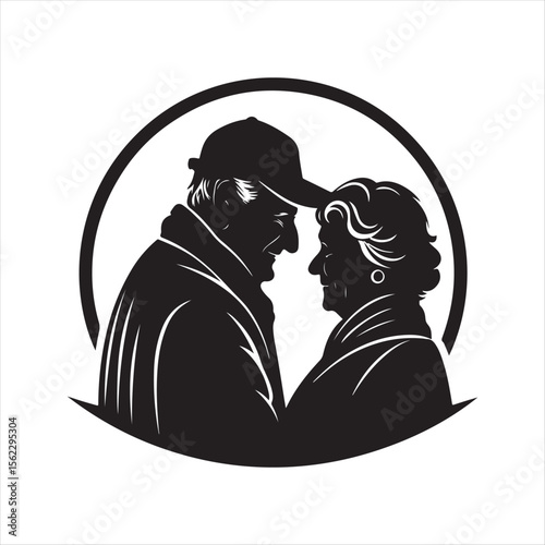 elderly couple vector silhouette clip art collections.