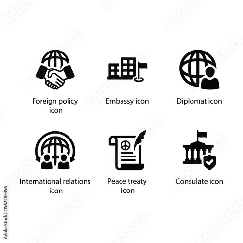 Foreign policy, Embassy, Diplomat, International relations, Peace treaty, Consulate icon