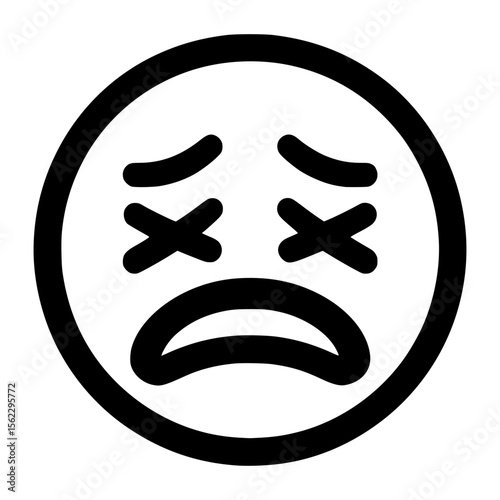 Isolated dizzy or sad emoji with X eyes and downturned mouth
