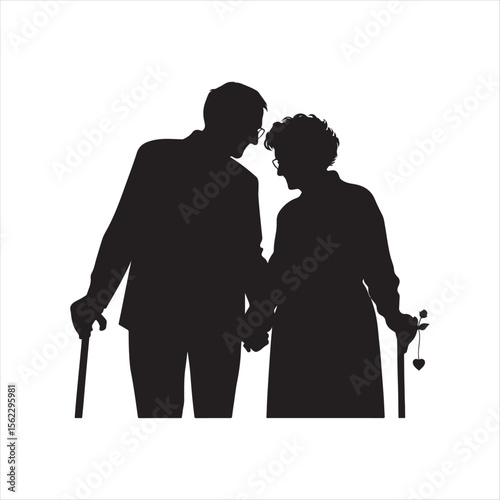 elderly couple vector silhouette clip art collections.