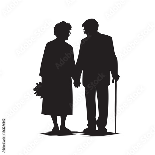 elderly couple vector silhouette clip art collections.