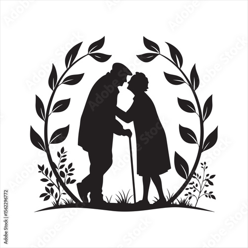 elderly couple vector silhouette clip art collections.