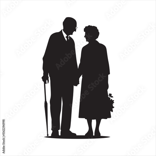 elderly couple vector silhouette clip art collections.