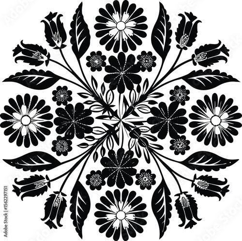 Abstract black floral mandala design