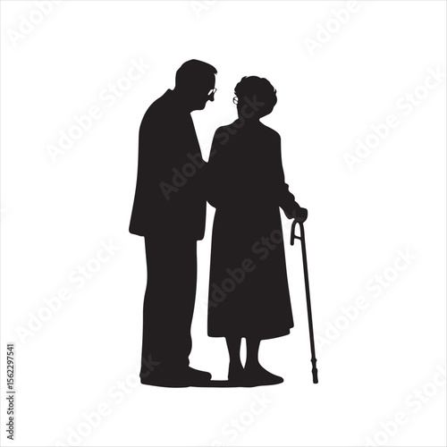 elderly couple vector silhouette clip art collections.