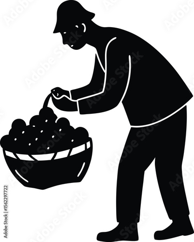 Picking Fresh Fruits from a Basket , A Natural and Healthy Choice