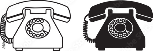 Vintage Rotary Telephone Icon Set