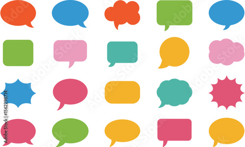 Colorful speech bubbles vector set for social media communication chat message dialog box design 