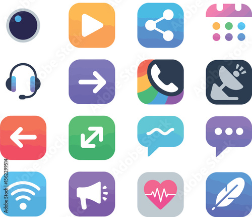 Stock vector ui icons set collection application interface design elements app symbols graphic resource