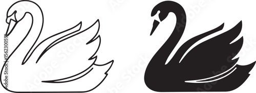 Elegant Swan Bird Icon for Logo Design