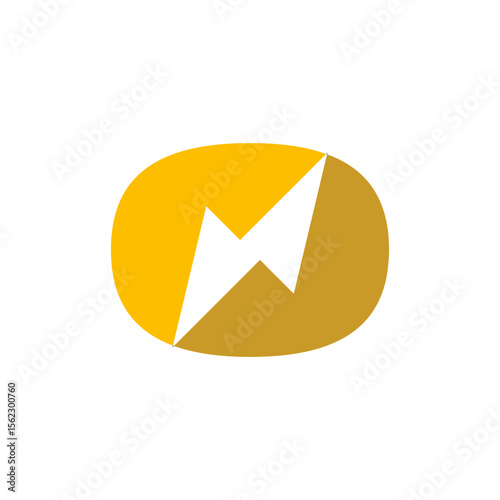 A dynamic oval logo with a white lightning bolt cutting across two shades of gold, signifying energy, speed, or connection