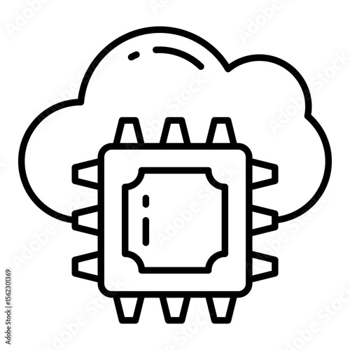 Conceptual Line design icon of cloud chip
