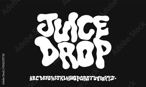 Juice Drop, Melt style font type alphabet. fonts vector.