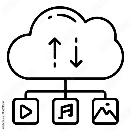 Editable design icon of cloud data transfer