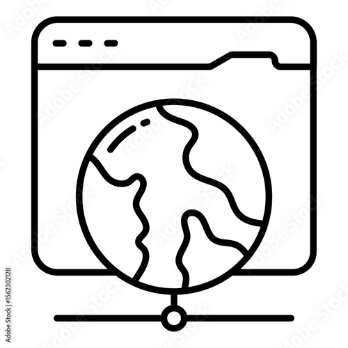 Line design icon of web browser