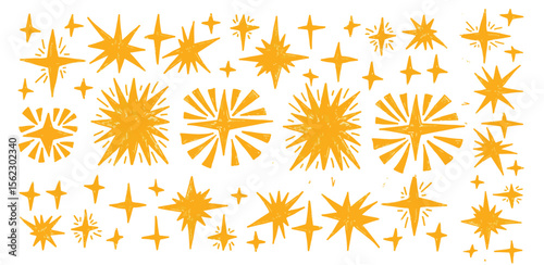 Fire, thunder, star doodle icon. Flame, lightning bolt, star crayon pencil simple scribble set. Hand drawn cartoon hot element. Flash lightning fire star pastel pattern bg. Punk Rock vector background