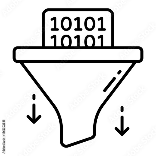 Conceptual Line design icon of binary data filtration