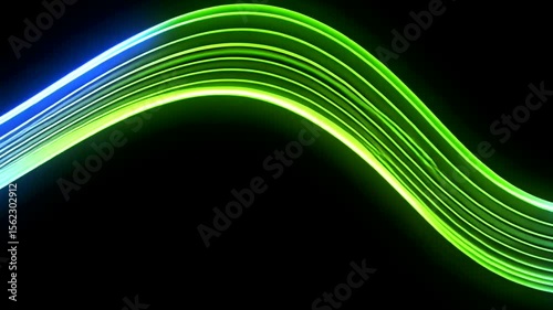A green and blue line with a black background