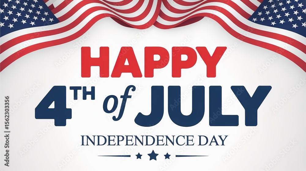 Red, white, blue dominate festive patriotic Independence Day banner. Red, white, blue dominate festive patriotic Independence Day banner.