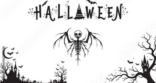 Halloween design vector bundle. sets of halloween drawing design. spooky season designs