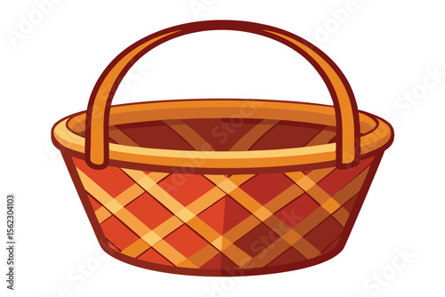 Rustic Woven Basket Empty Picnic Basket Illustration