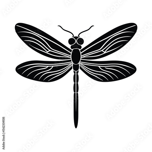 Stylized dragonfly silhouette with intricate wing patterns silhouette