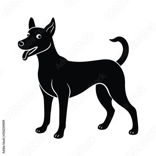 Happy dog standing profile silhouette