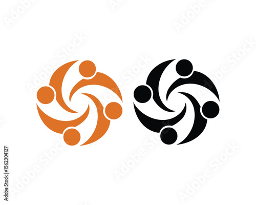 Abstract Circular Logo Designs in Orange and Black