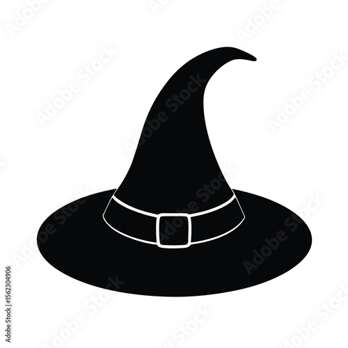 Black witch hat silhouette with white belt
