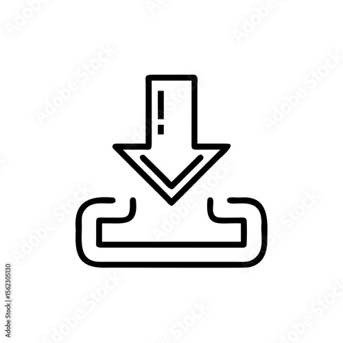 Download icon with arrow pointing down into a rounded rectangle shape on symbol