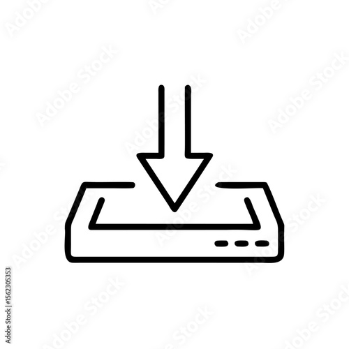 Handdrawn download icon with arrow pointing down into a rectangular box on graphic