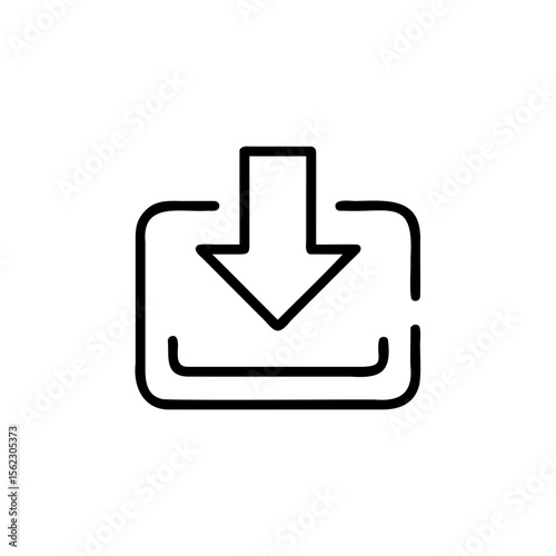 Handdrawn Download Icon with Arrow Pointing Downward Inside a Rounded Square Shape